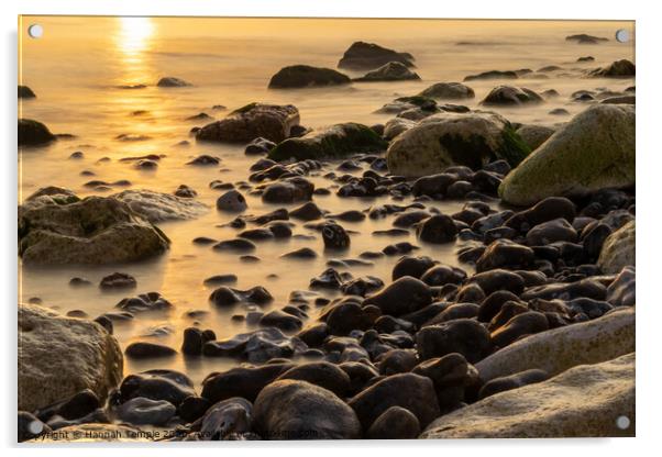 Sunset on a Rocky Beach  Acrylic by Hannah Temple
