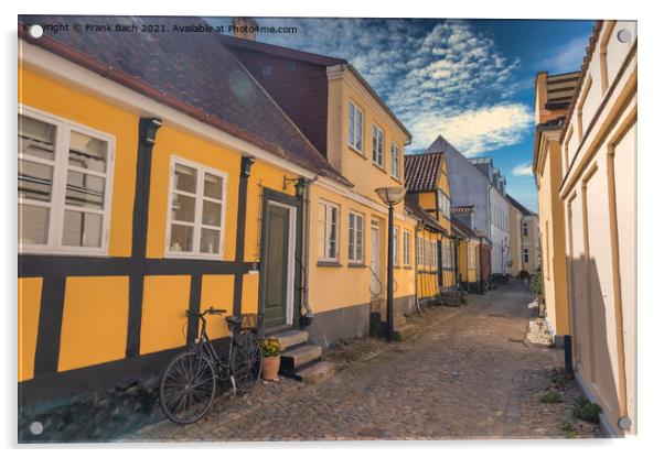 Old narrow streets in faaborg city, Denmark Acrylic by Frank Bach