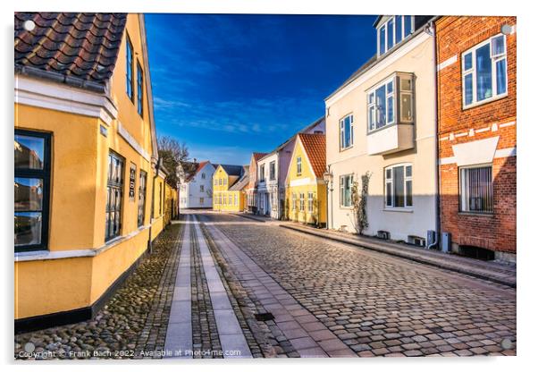 Cobbled streets in the old medieval city Ribe, Denmark Acrylic by Frank Bach