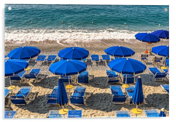 Monterosso al Mare coast and beach in Cinque Terre in Italy Acrylic by Frank Bach