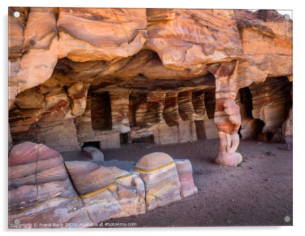 Dwellings homes in Petra lost city  Acrylic by Frank Bach