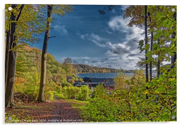 Vejle Fjord resting areas in autumn at Ulbaekhus, Denmark Acrylic by Frank Bach