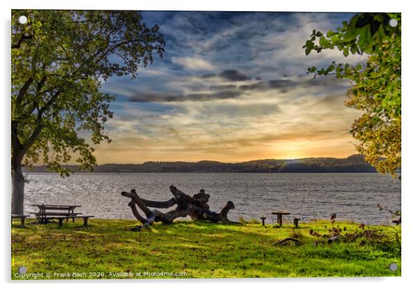 Vejle Fjord resting areas in autumn at Ulbaekhus, Denmark Acrylic by Frank Bach