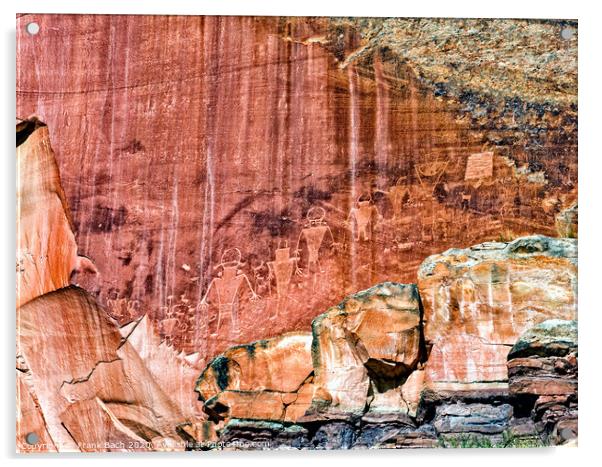 Petroglyphs in Fremont Capitol Reef national monument, Utah Acrylic by Frank Bach