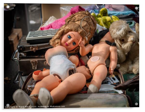 Worn out dolls puppets  on a flea market in Rome, Italy Acrylic by Frank Bach