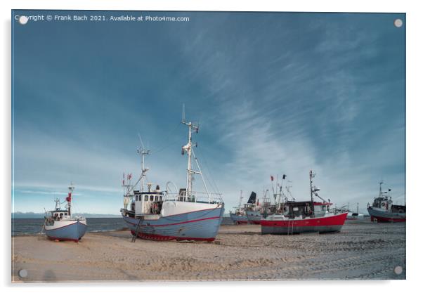 Thorupstrand cutters fishing vessels for traditional fishery at  Acrylic by Frank Bach