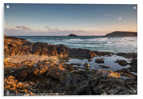 West Pentire Rocks Acrylic by Andy Knott