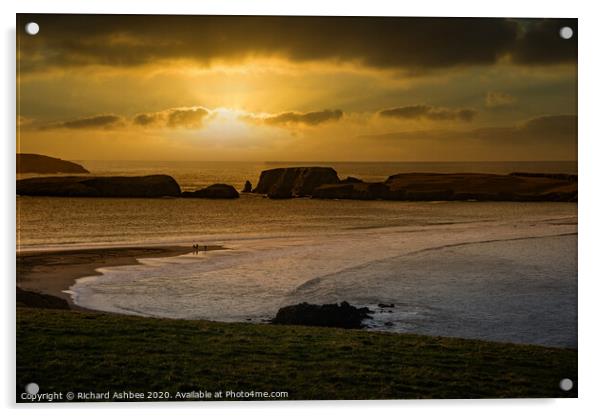 Sunset at St Ninian's Isle Shetland Acrylic by Richard Ashbee