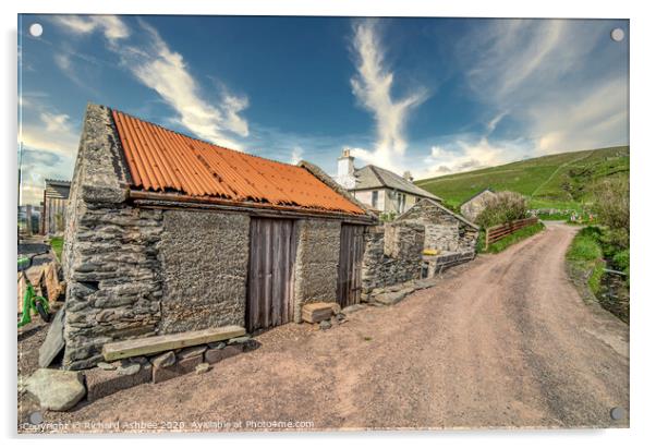 The old hut at Maywick, Shetland  Acrylic by Richard Ashbee
