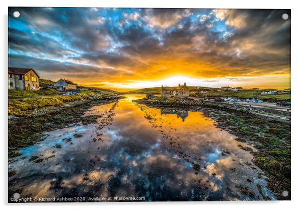 Sunset at Burra, Shetland Acrylic by Richard Ashbee