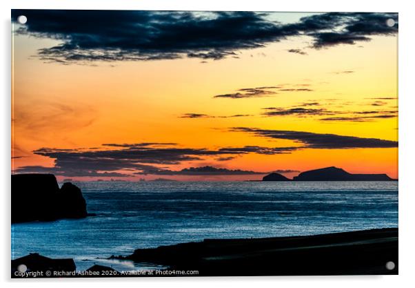 Sunset over Foula, Shetland Acrylic by Richard Ashbee