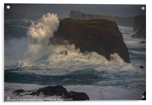 Storm force Winds hit Shetland Acrylic by Richard Ashbee