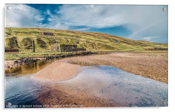 Old fishing station at Heylor Shetland Acrylic by Richard Ashbee