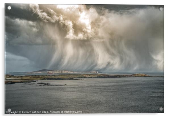 Dramatic storm clouds over Bressay Shetland  Acrylic by Richard Ashbee
