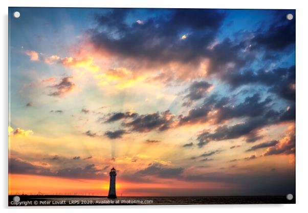Fort Perch Rock Lighthouse at Sunset Acrylic by Peter Lovatt  LRPS
