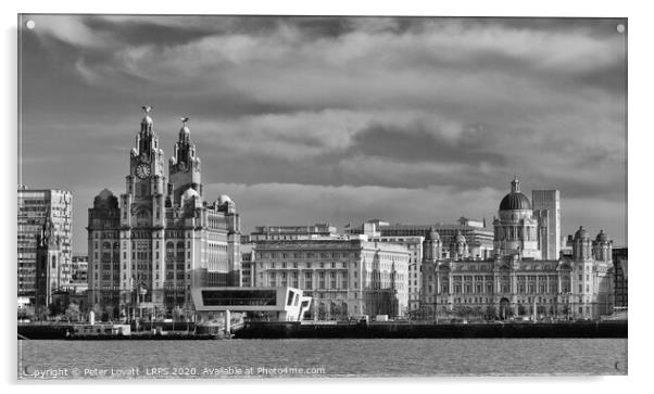 Liverpool Waterfront - The Three Graces Acrylic by Peter Lovatt  LRPS