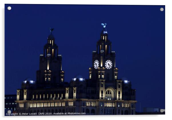 Liver Building at Night Acrylic by Peter Lovatt  LRPS