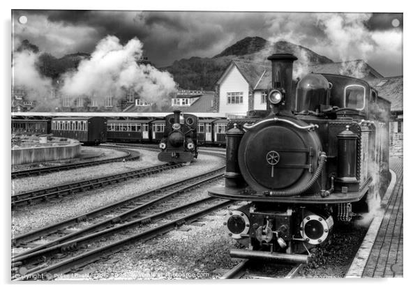 Merddin Emrys at Porthmadog harbour station Acrylic by Peter Lovatt  LRPS