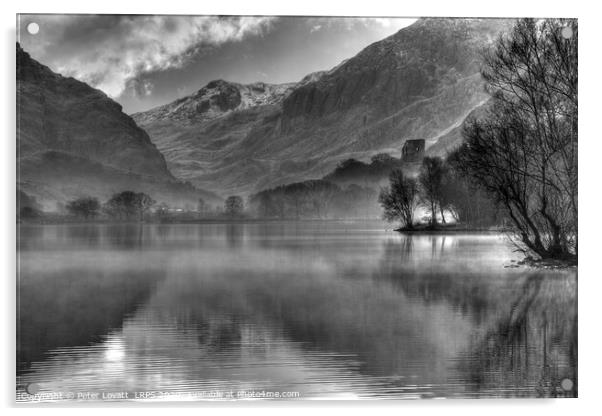 Misty Llyn Padarn, Snowdonia Acrylic by Peter Lovatt  LRPS