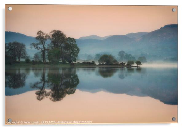 Bala Lake Misty Morning Acrylic by Peter Lovatt  LRPS