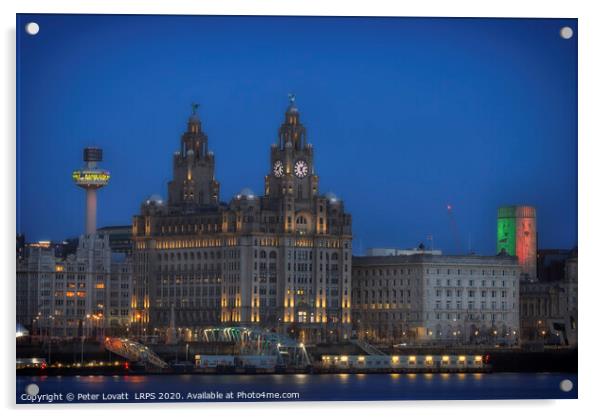 Royal Liver Building, early evening Acrylic by Peter Lovatt  LRPS