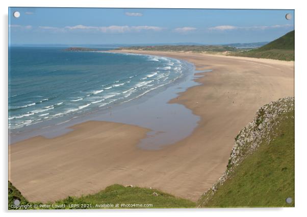 Rhossili beach on the Gower Peninsula, South Wales Acrylic by Peter Lovatt  LRPS