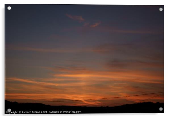 Warm orange sun reflecting off the clouds Acrylic by Richard Fearon