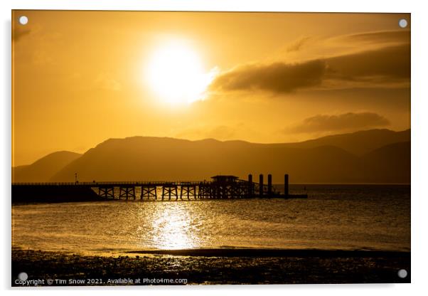 Sunrise over Beaumaris Pier on Anglesey Acrylic by Tim Snow
