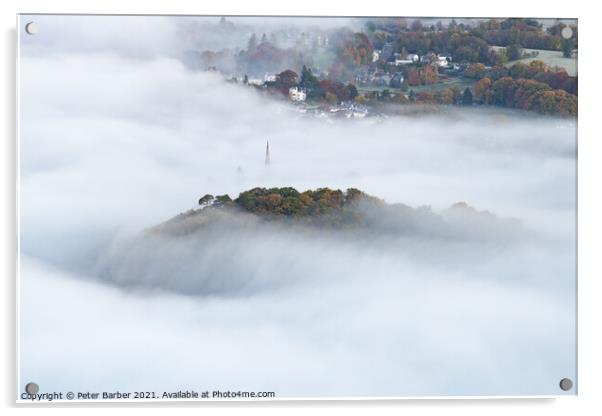 Keswick Church and Castlehead Wood during a cloud inversion in t Acrylic by Peter Barber