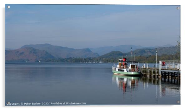 Ullswater Ferry Lake District Acrylic by Peter Barber