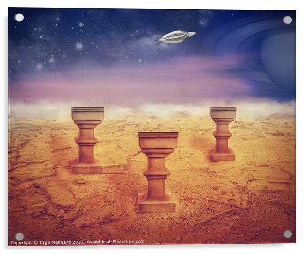 Landing on Mars sureal artwork Acrylic by Ingo Menhard