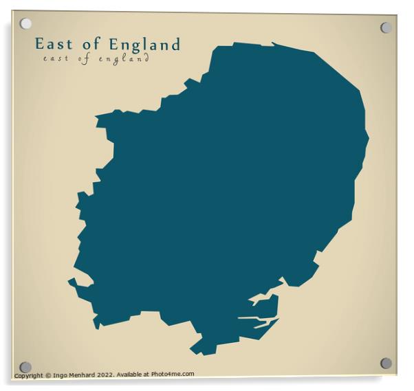 Modern Map - East of England UK design Acrylic by Ingo Menhard