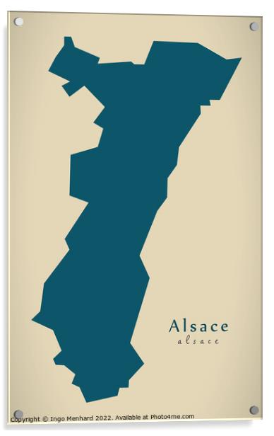 Modern Map - Alsace FR France Acrylic by Ingo Menhard