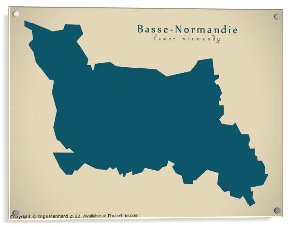 Modern Map - Basse Normandie FR France Acrylic by Ingo Menhard