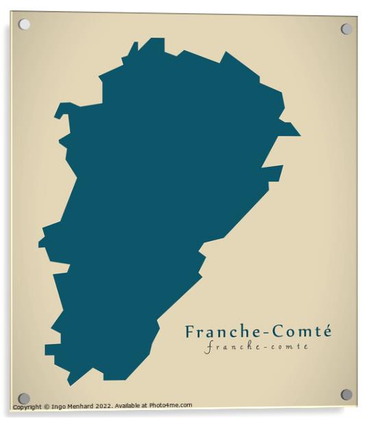 Modern Map - Franche Comte FR France Acrylic by Ingo Menhard