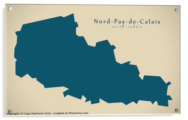 Modern Map - Nord Pas de Calais FR France Acrylic by Ingo Menhard