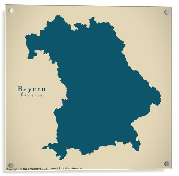 Modern Map - Bayern DE Acrylic by Ingo Menhard