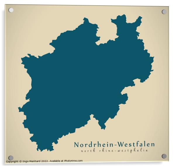 Modern Map - Nordrhein-Westfalen DE Acrylic by Ingo Menhard