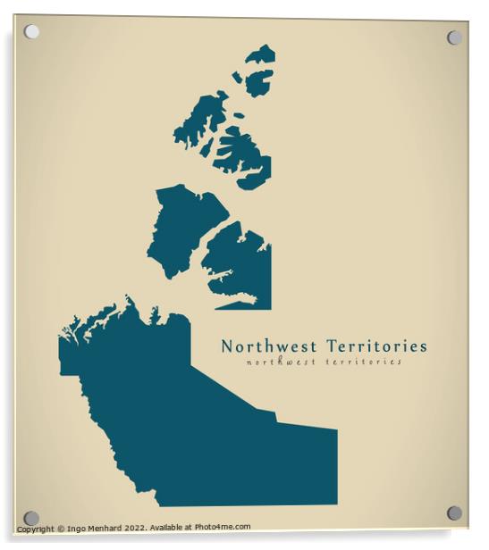 Modern Map - Northwest Territories CA Acrylic by Ingo Menhard
