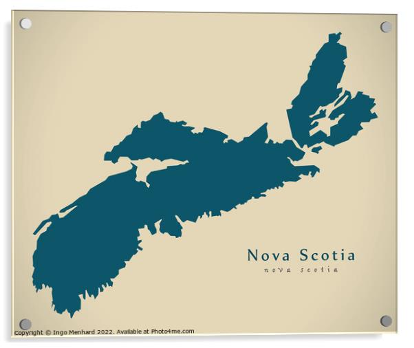 Modern Map - Nova Scotia CA Acrylic by Ingo Menhard