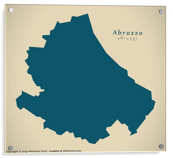 Modern Map - Abruzzo IT Italy Acrylic by Ingo Menhard
