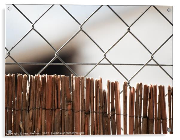Metallic fence outside - good for wallpapers Acrylic by Ingo Menhard