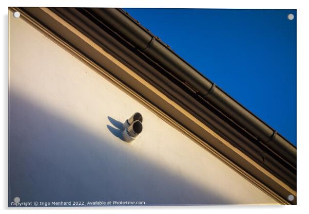 Low angle shot of a surveillance camera on a building Acrylic by Ingo Menhard