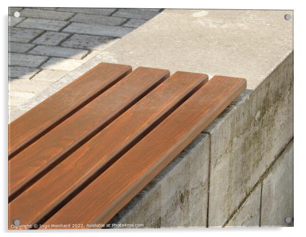 A part of a wooden bench in the park Acrylic by Ingo Menhard