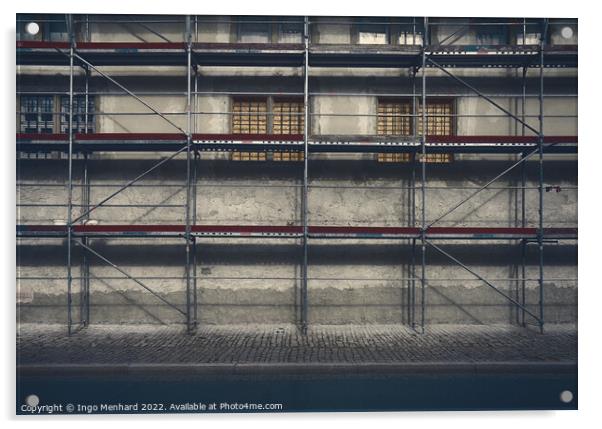 Artistic shot of a building withscaffolding Acrylic by Ingo Menhard