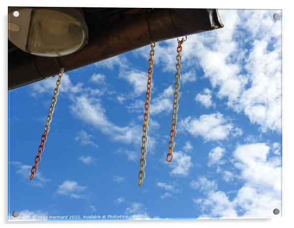 A low angle shot of hanging chains against cloudy sky Acrylic by Ingo Menhard