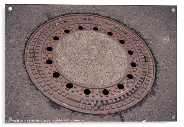 Closeup shot of sewer hatch Acrylic by Ingo Menhard