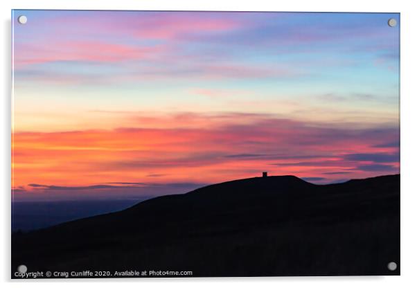 Colorful sunset over Rivington Pike Acrylic by Craig Cunliffe