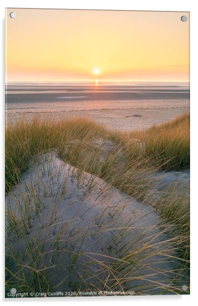 Sunset over the dunes, Formby. Acrylic by Craig Cunliffe