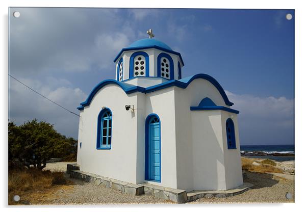 Little Greek Church Acrylic by Alan Jacobs